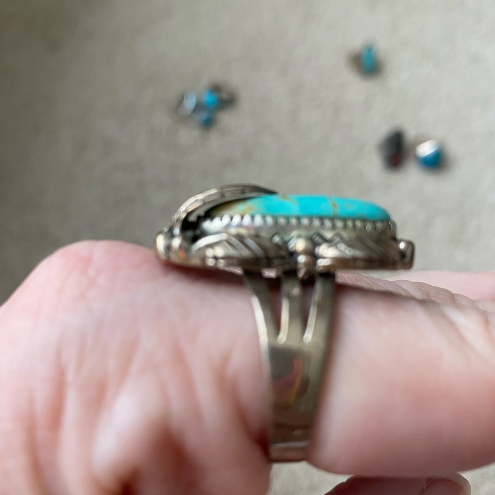 Turquoise Silver Ring Set - Picture 9 of 11